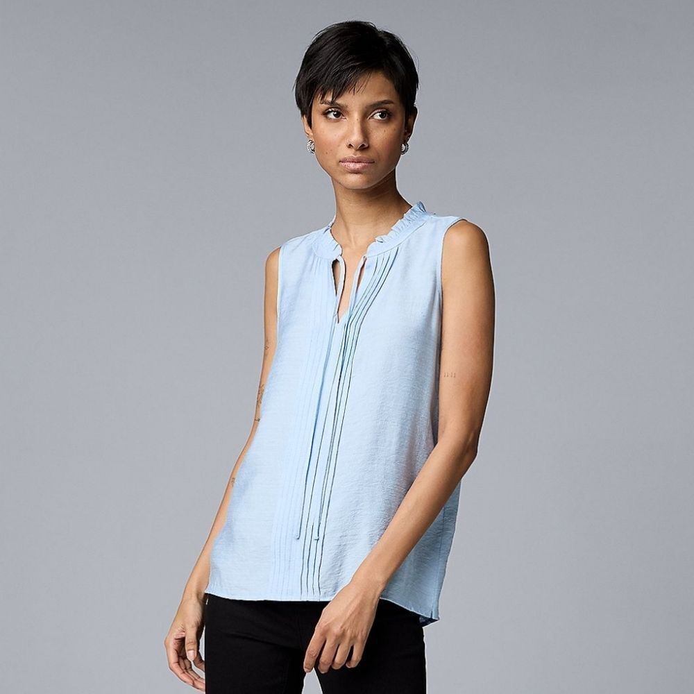 Simply Vera Vera Wang Tie Front Light Blue Top Size Small